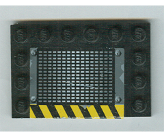 Tile, Modified 4 x 6 with Studs on Edges with Grille and Black and Yellow Danger Stripes Pattern Side A (Sticker) - Set 6208