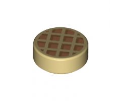 Tile, Round 1 x 1 with Waffle, Medium Nougat Squares with Dark Orange Edges Pattern