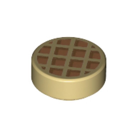 Tile, Round 1 x 1 with Waffle, Medium Nougat Squares with Dark Orange Edges Pattern