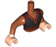 Mini Doll, Torso Man Shirt with Black Sweater Pattern, Light Nougat Arms with Hands with Dark Orange Sleeves Pattern
