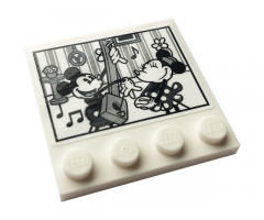 Tile, Modified 4 x 4 with Studs on Edge with Mickey & Minnie Mouse, Guitar and Music Notes Pattern (Sticker) - Set 43179