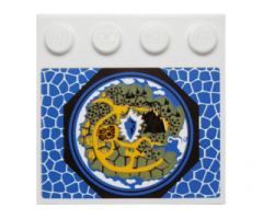 Tile, Modified 4 x 4 with Studs on Edge with Map in Octagon and Blue Scales Pattern (Sticker) - Set 70010