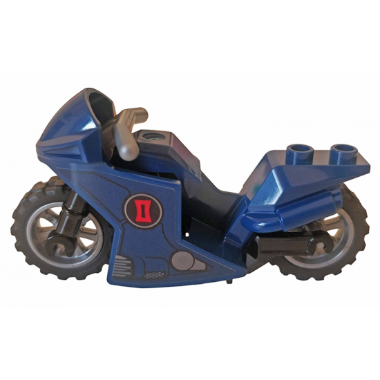 Riding Cycle Motorcycle Sport Bike with Black Frame, Flat Silver Wheels and Handlebars with Red Black Widow Logo Pattern on Both Sides (Stickers) - Set 76162