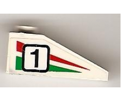 Slope 33 3 x 1 with Black Number 1 on Green and Red Stripes Pattern Model Right (Sticker) - Set 6539