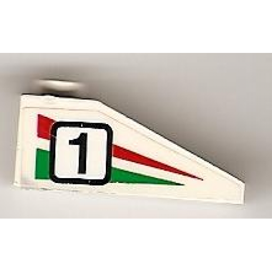 Slope 33 3 x 1 with Black Number 1 on Green and Red Stripes Pattern Model Right (Sticker) - Set 6539