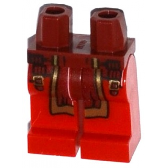 Hips and Red Legs with Buckles and Dark Red Loincloth with Gold Trim Pattern