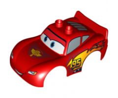 Duplo, Vehicle Car Body 2 Top Studs and Spoiler with Cars Lightning McQueen Piston Cup Pattern