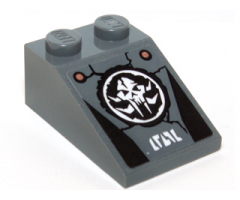 Slope 33 3 x 2 with White Chima Mammoth Skull Emblem, Copper Rivets and White Symbols Pattern (Sticker) - Set 70226