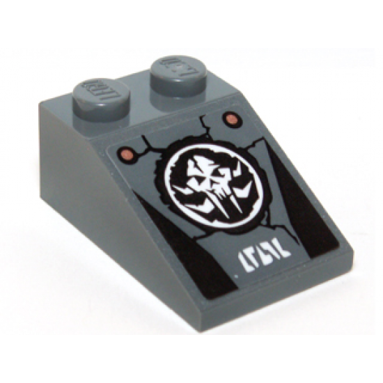 Slope 33 3 x 2 with White Chima Mammoth Skull Emblem, Copper Rivets and White Symbols Pattern (Sticker) - Set 70226