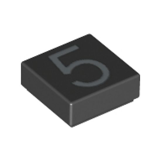 Tile 1 x 1 with Silver Number 5 Pattern