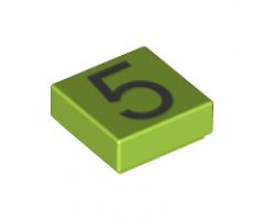 Tile 1 x 1 with Silver Number 5 Pattern