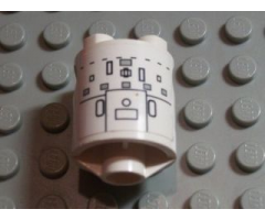 Brick, Round 2 x 2 x 2 Robot Body with Gray Squares, Black Lines and Circles Pattern on Both Sides (Stickers) - Set 7467