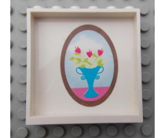 Panel 1 x 6 x 5 with Picture of Vase with Flowers Pattern on Inside (Sticker) - Set 7586