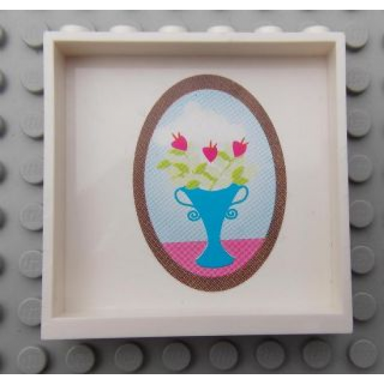 Panel 1 x 6 x 5 with Picture of Vase with Flowers Pattern on Inside (Sticker) - Set 7586