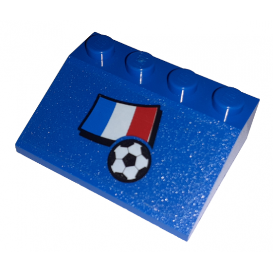 Slope 33 3 x 4 with Flag of France and Soccer Ball Pattern (Sticker) - Set 3406