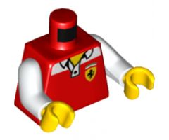 Torso Speed Champions Polo Shirt with Ferrari Logo on Front and Back Pattern / White Arms / Yellow Hands