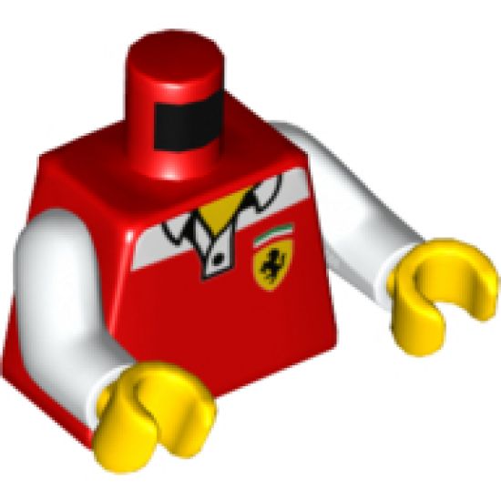 Torso Speed Champions Polo Shirt with Ferrari Logo on Front and Back Pattern / White Arms / Yellow Hands
