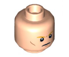 Minifigure, Head Dual Sided Orange Eyebrows, Cheek Lines, Closed Mouth / Open Mouth with Teeth Pattern - Hollow Stud
