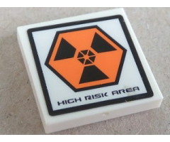 Tile 2 x 2 with 'HIGH RISK AREA' Pattern (Sticker) - Set 7644