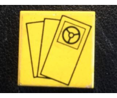 Tile 2 x 2 with Tickets Yellow Background Pattern (Sticker) - Set 10041