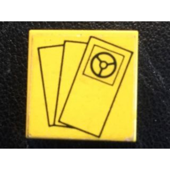 Tile 2 x 2 with Tickets Yellow Background Pattern (Sticker) - Set 10041