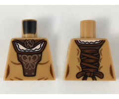 Torso Female, Dress with Dark Brown Cape and Front Panel, Copper Badger Brooch and Design Pattern