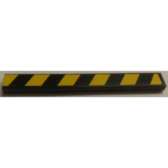 Tile 1 x 8 with Black and Yellow Danger Stripes Pattern Model Left Side (Sticker) - Set 8491
