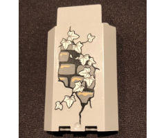 Panel 3 x 3 x 6 Corner Wall without Bottom Indentations with Bricks, 11 White Ivy Leaves and White Eyes Looking Left Pattern, Glow in the Dark (Sticker) - Set 9468