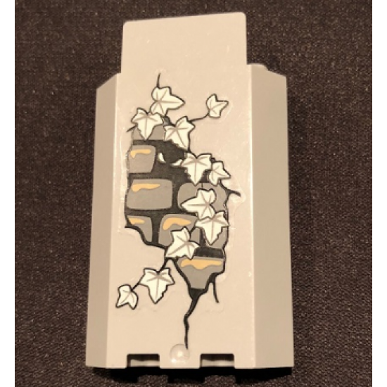 Panel 3 x 3 x 6 Corner Wall without Bottom Indentations with Bricks, 11 White Ivy Leaves and White Eyes Looking Left Pattern, Glow in the Dark (Sticker) - Set 9468