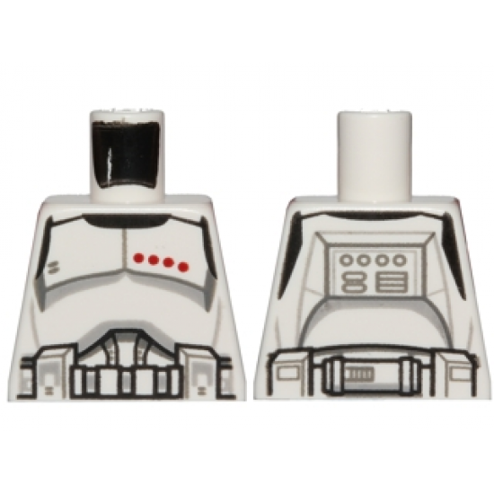 Torso SW Armor Clone Trooper Captain Black Belt and Four Dark Red Stars Pattern