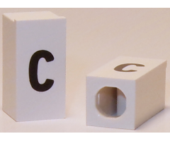 Tile, Modified 1 x 2 x 5/6 with Stud Hole in End and Black 'c' Lower Case Pattern