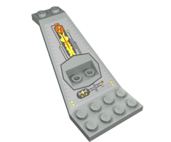 Wing Plate Bi-level 8 x 4 and 2 x 3 1/3 Up with Silver/Orange/Black UFO Pattern