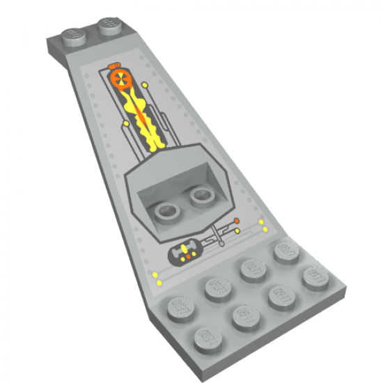 Wing Plate Bi-level 8 x 4 and 2 x 3 1/3 Up with Silver/Orange/Black UFO Pattern