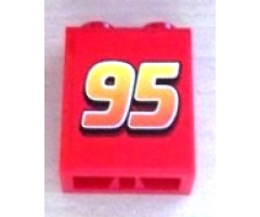 Brick 1 x 2 x 2 with Inside Axle Holder with '95' Pattern (Sticker) - Set 8486