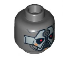Minifigure, Head Alien with Silver Mask and Red Eyes Pattern (SW Sith Warrior) - Hollow Stud