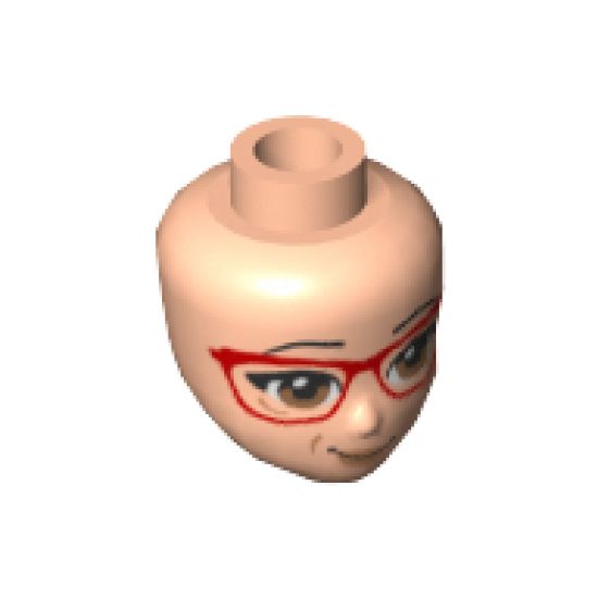Mini Doll, Head Friends with Brown Eyes, Glasses with Red Frame, Peach Lips with Lopsided Smile Pattern