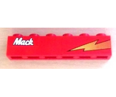 Brick 1 x 6 with 'Mack' and Lightning Pattern Model Left (Sticker) - Set 8486