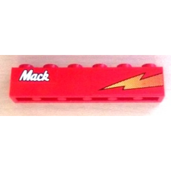 Brick 1 x 6 with 'Mack' and Lightning Pattern Model Left (Sticker) - Set 8486