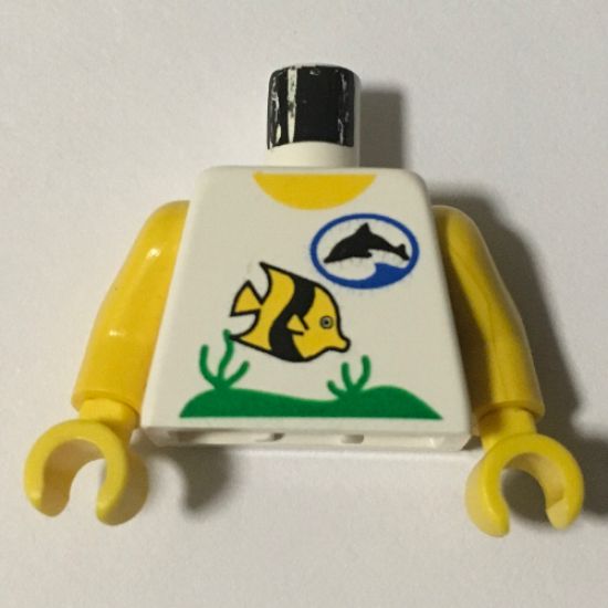 Torso Divers Dolphin Logo and Fish Pattern / Yellow Arms / Yellow Hands