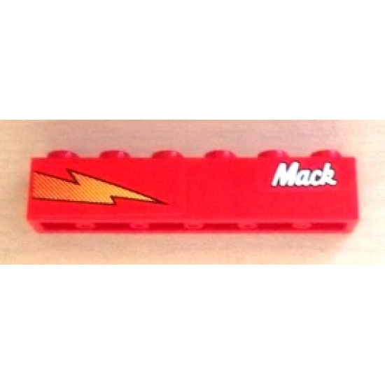 Brick 1 x 6 with 'Mack' and Lightning Pattern Model Right (Sticker) - Set 8486