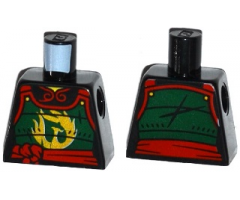 Torso Ninjago Female Dark Green Samurai Armor with Gold Phoenix and Red Sash Pattern