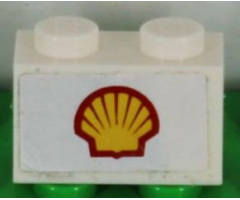 Brick 1 x 2 with Shell Logo Medium Pattern (Sticker) - Set 1256
