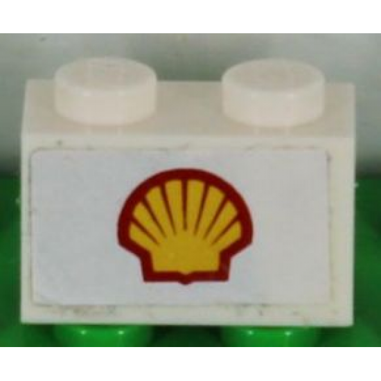 Brick 1 x 2 with Shell Logo Medium Pattern (Sticker) - Set 1256