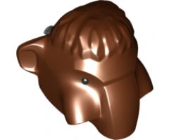 Animal, Body Part Mammoth Head with Pin, Black Eyes with White Pupils Pattern