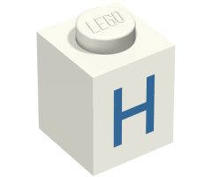 Brick 1 x 1 with Blue 'H' Pattern