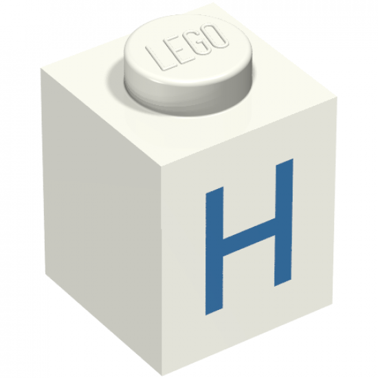 Brick 1 x 1 with Blue 'H' Pattern