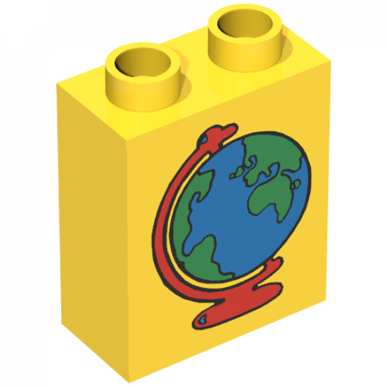 Duplo, Brick 1 x 2 x 2 with Globe Pattern