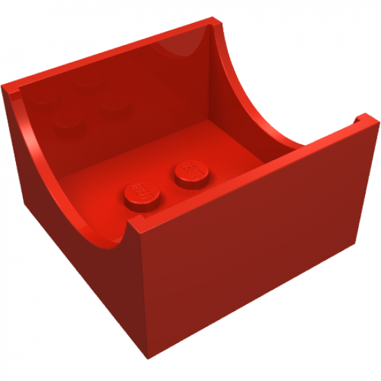 Container Box 4 x 4 x 2 Bottom with Semicircle Cutout Ends