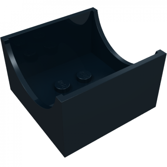 Container Box 4 x 4 x 2 Bottom with Semicircle Cutout Ends