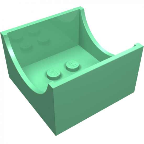 Container Box 4 x 4 x 2 Bottom with Semicircle Cutout Ends